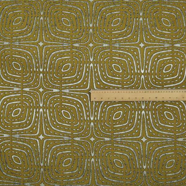 Yellow Silver Coloured Designer Geometric Pattern Soft Chenille Upholstery Fabric JO-113 - Made To Measure Curtains