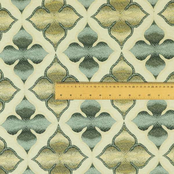 Spade Theme Faded Geometric Pattern In Grey Yellow Colour Chenille Upholstery Fabric JO-1144 - Handmade Cushions