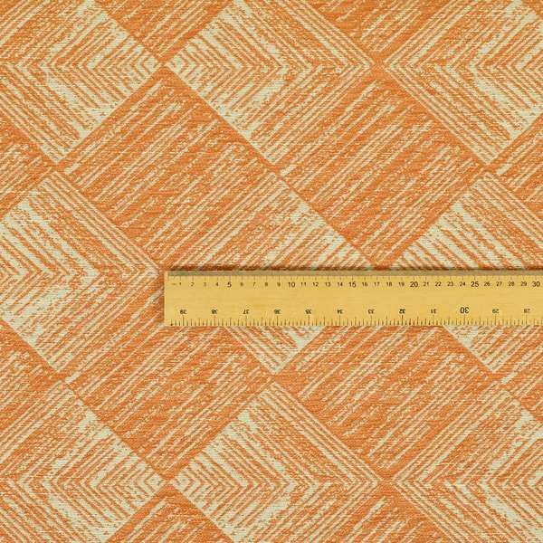 Orange Beige Colour Symmetrical Cubed Pattern Furnishing Upholstery Fabric JO-1223