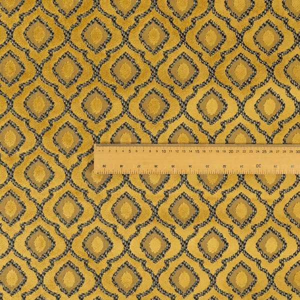 Medallion Pattern In Yellow Velvet Quality Furnishing Upholstery Fabric JO-1280 - Handmade Cushions