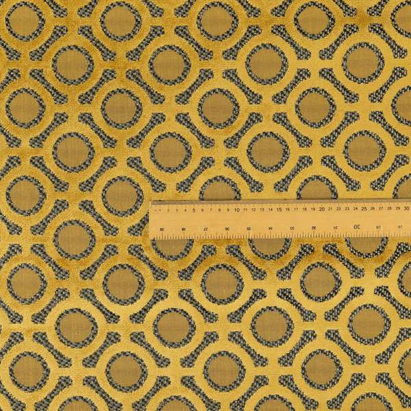 Golden Yellow Colour Uniformed Geometric Modern Pattern Furnishing Velvet Upholstery Fabric JO-1300 - Handmade Cushions