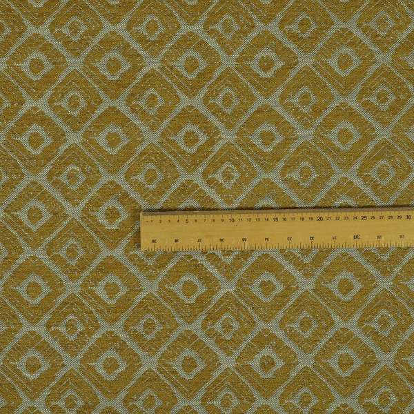 Geometric Tribal Theme Pattern Soft Chenille Yellow Coloured Upholstery Fabric JO-1397 - Roman Blinds