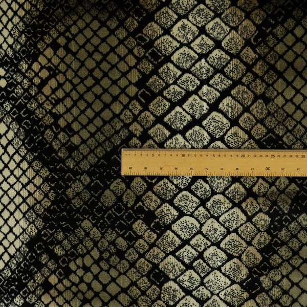 Snake Scales Pattern In Black Gold Colour Velvet Material Furnishing Upholstery Fabric JO-1420 - Handmade Cushions