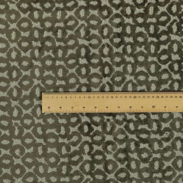 Geometric Small Inspired Pattern Brown Coloured Soft Velvet Textured Upholstery Fabric JO-1430 - Handmade Cushions
