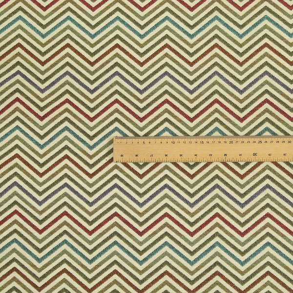 Multi Coloured Chevron Striped Soft Chenille Fabric JO-183