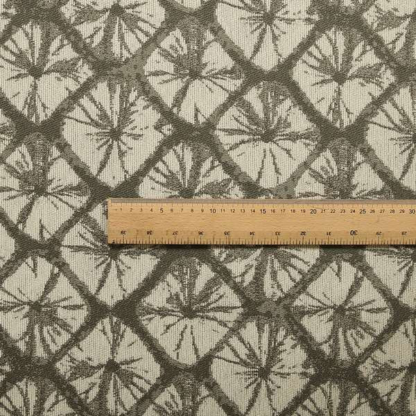 Geometric Stone Design Cream Grey Colour Chenille Upholstery Fabric JO-19