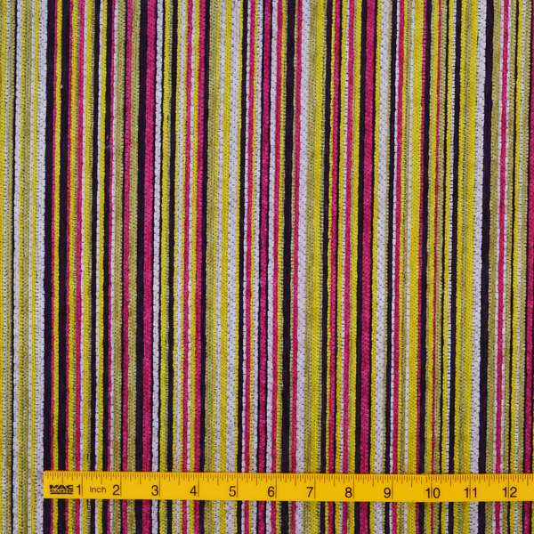 Soft Feel Railroaded Design Candy Multi Coloured Chenille Upholstery Fabric JO-200 - Roman Blinds