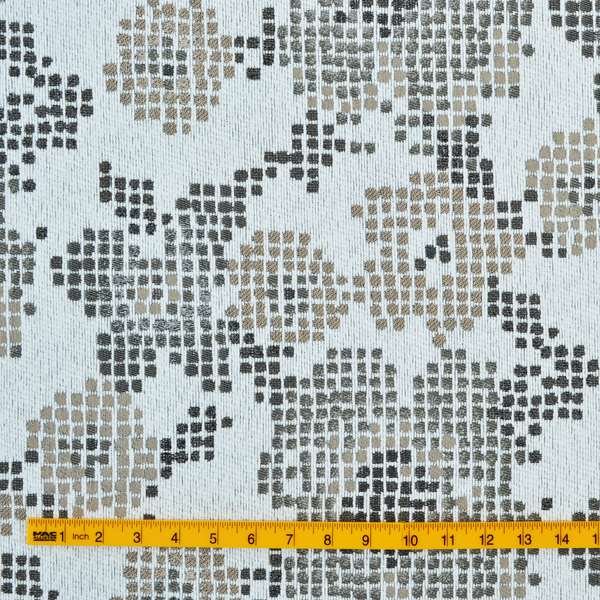 Reminiscence Floral Collection Brown Natural Colours Geometric Pattern Chenille Upholstery Fabric JO-207 - Roman Blinds