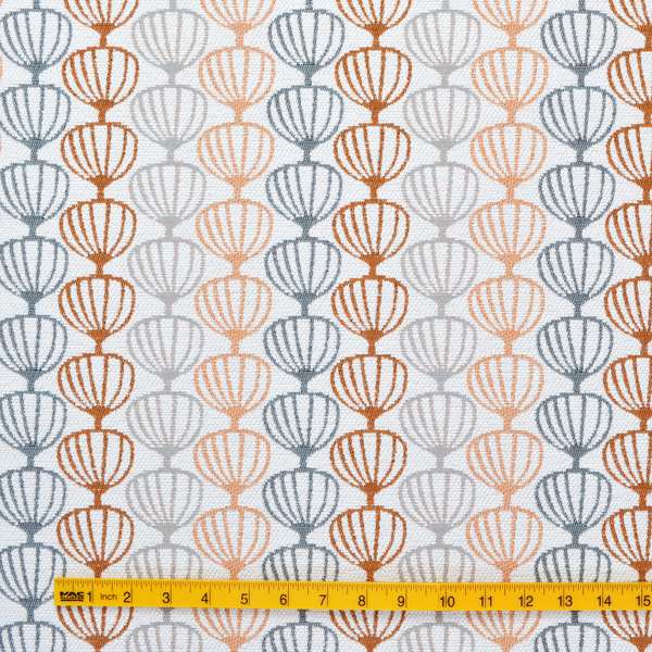 Orange Grey White Geometric Balloon Pattern Soft Chenille Upholstery Fabric JO-214 - Made To Measure Curtains