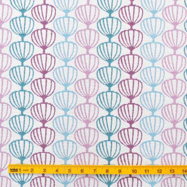 Purple Blue White Geometric Balloon Pattern Soft Chenille Upholstery Fabric JO-215 - Handmade Cushions