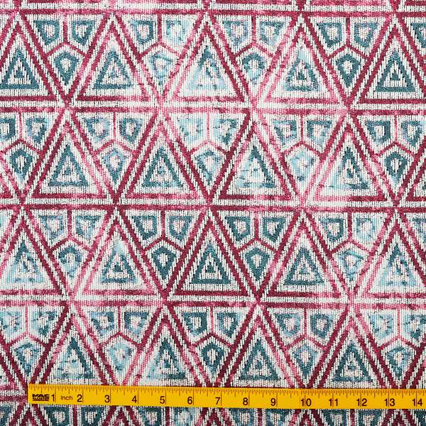 Pink White Blue Balanced Shapes Design Soft Chenille Upholstery Fabric JO-225 - Handmade Cushions