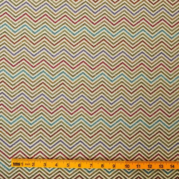 Multi Coloured Chevron Striped Soft Chenille Upholstery Fabric JO-229 - Roman Blinds