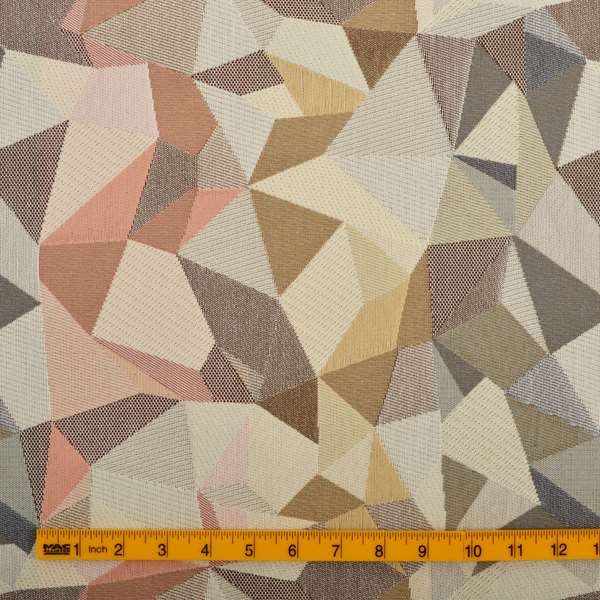 Soft Feel Geometric Diamond Pattern Orange Pink Yellow Colour Chenille Upholstery Fabric JO-236