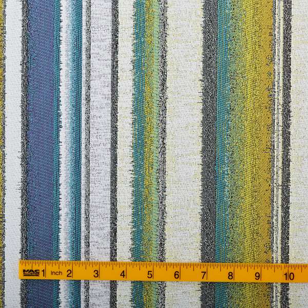 White Green Blue Colour Designer Striped Soft Chenille Upholstery Fabric JO-252 - Roman Blinds
