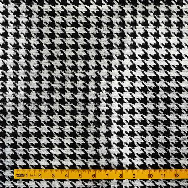 Black White Checked Dog Tooth Pattern Soft Chenille Upholstery Fabric JO-255 - Handmade Cushions