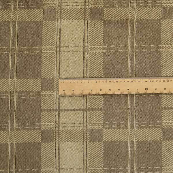 Highland Collection Luxury Soft Like Cotton Tartan Pattern Light Brown Colour Chenille Upholstery Fabric JO-264