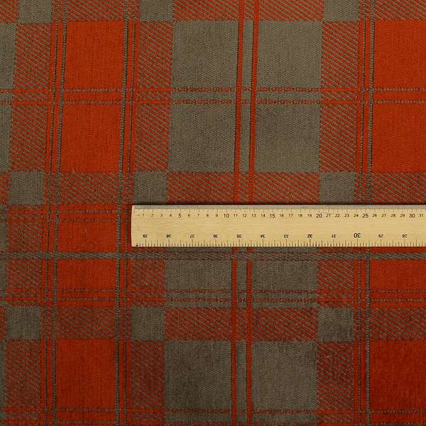 Highland Collection Luxury Soft Like Cotton Tartan Pattern Burgundy Brown Colour Chenille Upholstery Fabric JO-268