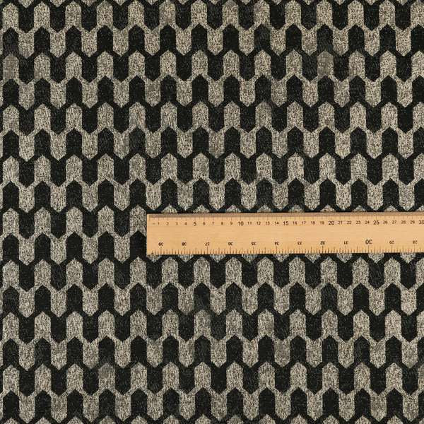 Lomasi Metallic Tones Fabric Silver Black Colour Geometric Woven Pattern Furnishing Fabric JO-291 - Made To Measure Curtains