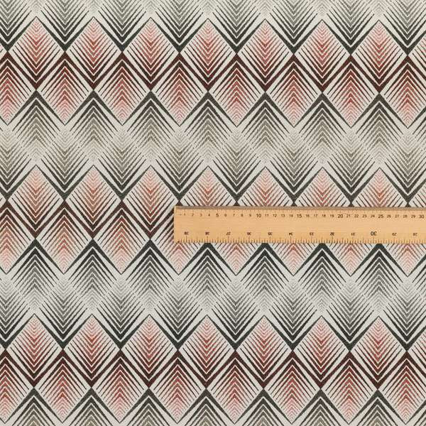 Normandie Diamond Chevron Red Pattern Jacquard Furnishing Fabrics JO-304 - Made To Measure Curtains