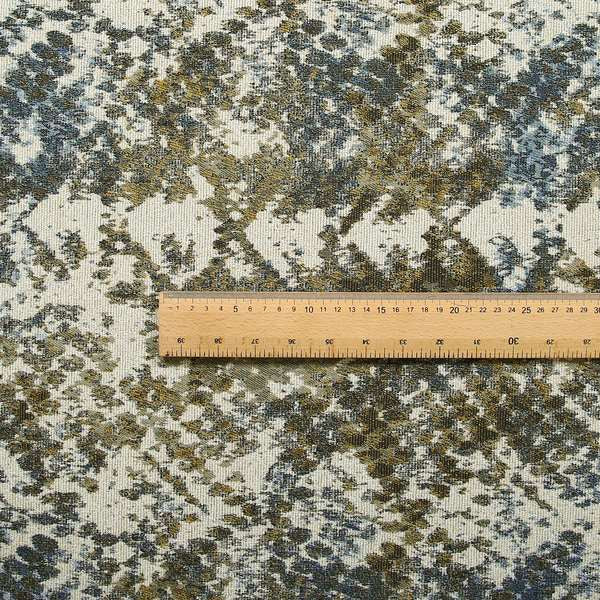 Abstract Camouflage Pattern Blue Green Beige Colour Chenille Upholstery Fabric JO-31
