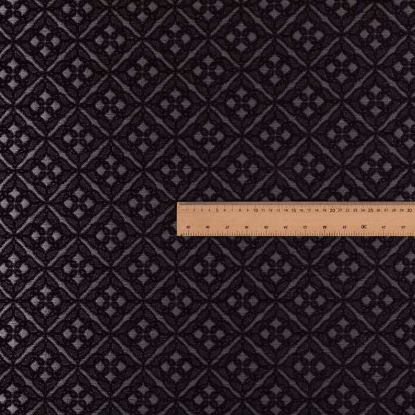 Azima Small Medallion Geometric Pattern Purple Silver Shine Upholstery Fabric JO-339 - Handmade Cushions