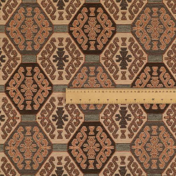 Mirador Medallion Pattern In Orange Colour Interior Fabrics JO-353