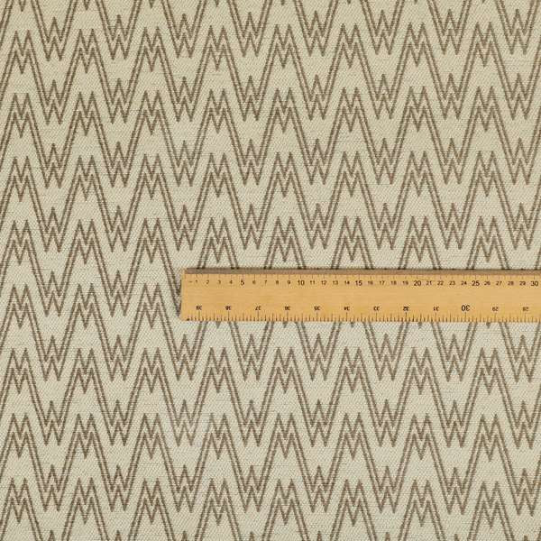 Marlow Woven Designer Chevron Striped Pattern In Cream Brown Interior Fabric JO-370 - Made To Measure Curtains