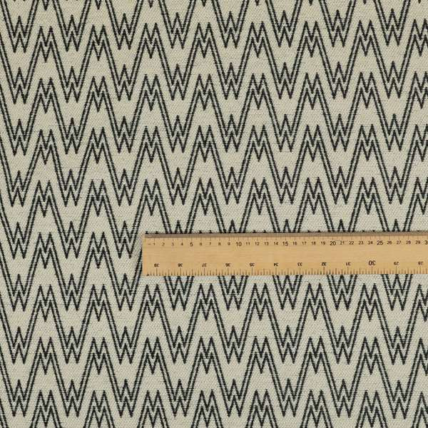Marlow Woven Designer Chevron Striped Pattern In Cream Black Interior Fabric JO-372 - Made To Measure Curtains