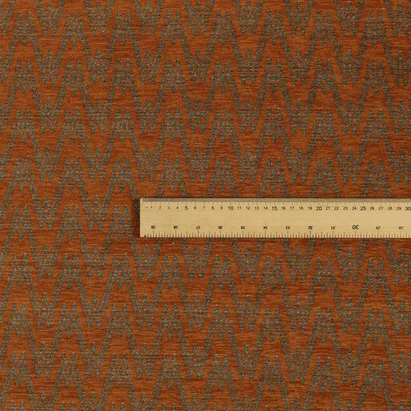 Marlow Woven Designer Chevron Striped Pattern In Orange Grey Interior Fabric JO-373F - Made To Measure Curtains