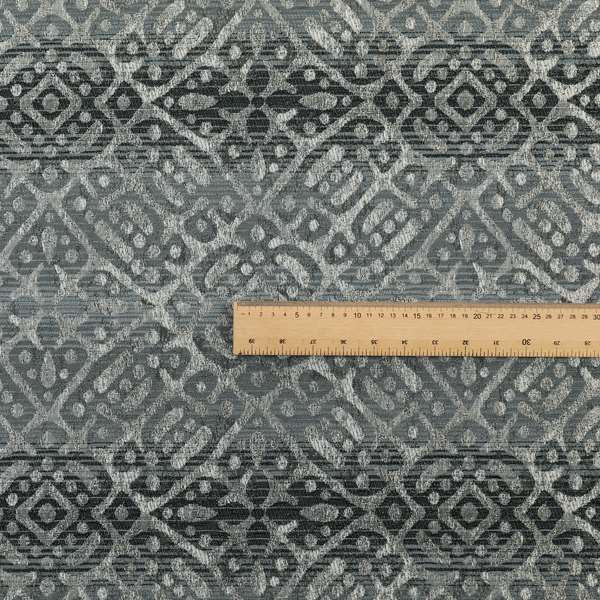 Lomasi Metallic Tones Fabric Gun Metal Grey Portuguese Medallion Pattern Designer Fabric JO-397 - Roman Blinds