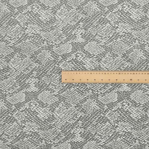 Scales Balanced Design White Grey Colour Soft Woven Chenille Furnishing Fabric JO-43