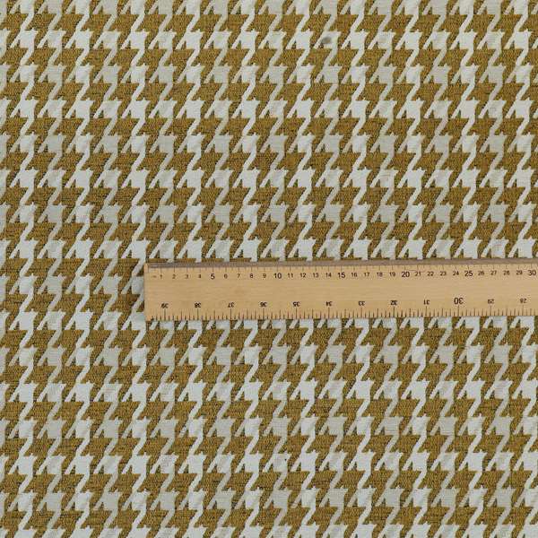 Boxer Houndstooth Pattern In Yellow Colour Woven Soft Chenille Upholstery Fabric JO-458 - Handmade Cushions