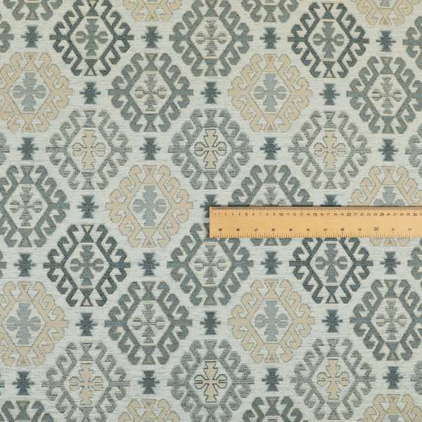 Mirador Medallion Pattern In Grey Beige Colour Chenille Fabrics JO-491 - Handmade Cushions