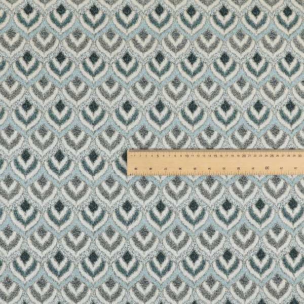 Elwin Decorative Weave Teal Blue Colour Peacock Pattern Jacquard Fabric JO-509 - Roman Blinds