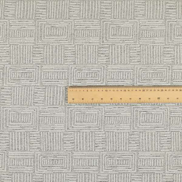 Piccadilly Collection Gingham Pattern Woven Upholstery Silver Grey Chenille Fabric JO-559