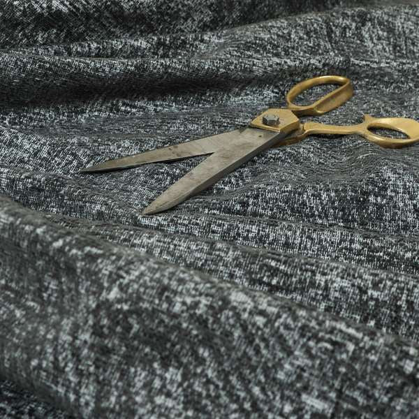 Bakari Semi Plain Woven Upholstery Chenille Fabric In Charcoal Grey Colour JO-565