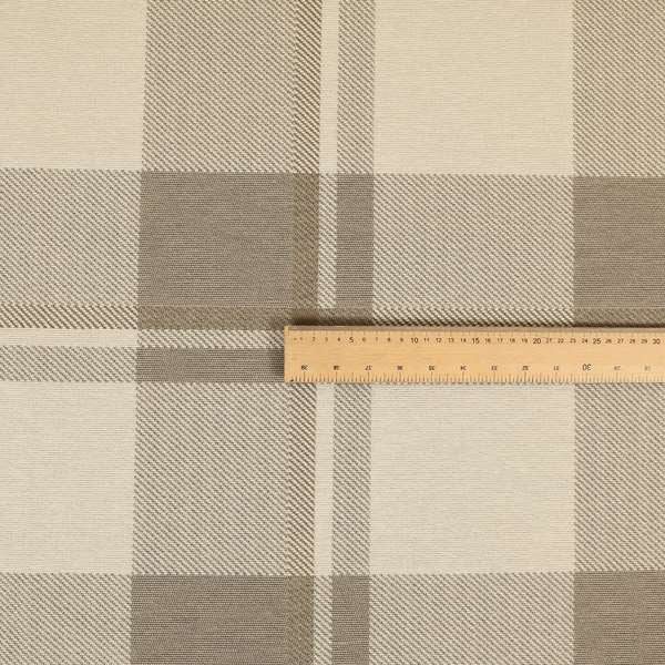 Highland Collection Checked Tartan Beige Brown Colour Soft Jacquard Woven Chenille Fabric JO-617