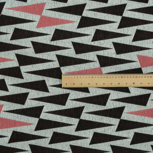 Fantasque Black Pink Triangular Geometric Pattern Woven Soft Chenille Upholstery Fabric JO-66