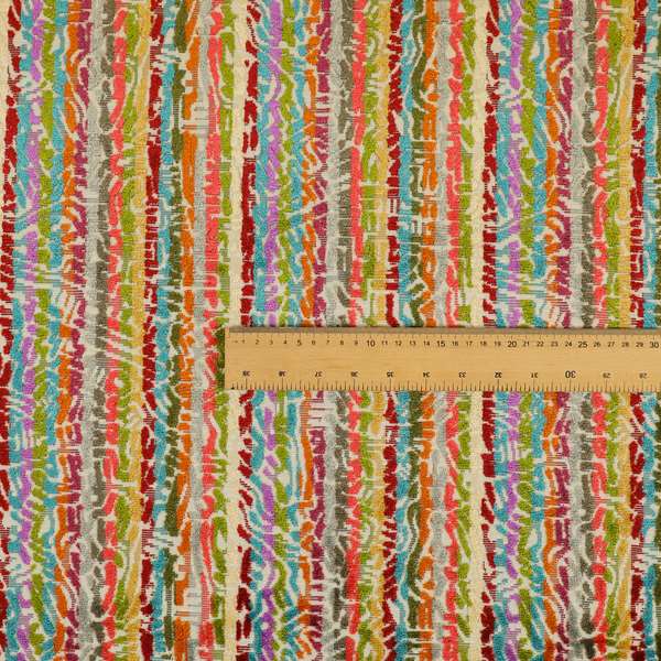 Amazilia Velvet Collection Multi Coloured Geometric Abstract Small Pattern Soft Velvet Upholstery Fabric JO-686 - Made To Measure Curtains