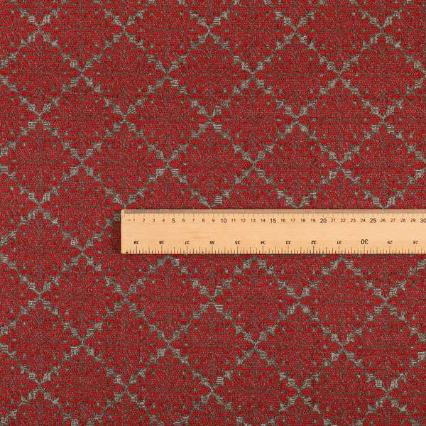 Renieri Fabric Collection Red Brown Small Medallion Inspired Pattern Chenille Upholstery Fabric JO-699 - Handmade Cushions