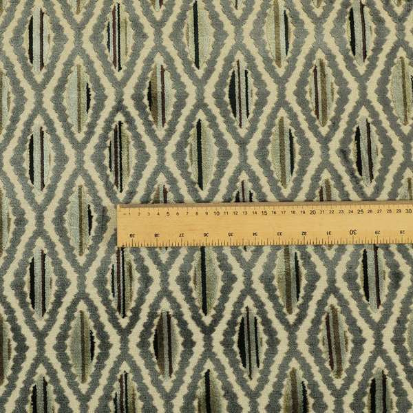 Zigg Zagg Hexagon Pattern In Black Grey Colour Velvet Upholstery Fabric JO-749