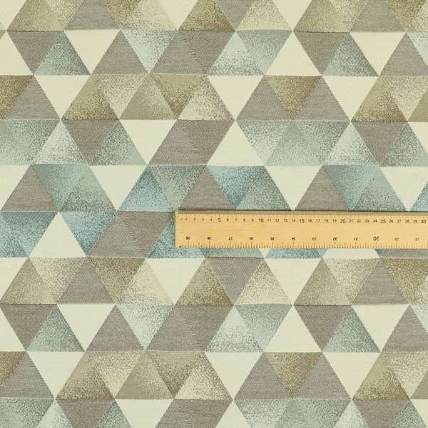 Le Triangle Collection Soft Feel Geometric Diamond Pattern Blue Grey Tone Colours Chenille Upholstery Fabric JO-78