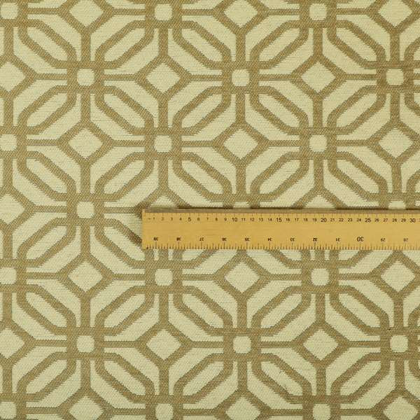Brown Cream Colour Geometric Pattern Chenille Upholstery Fabric JO-815 - Made To Measure Curtains