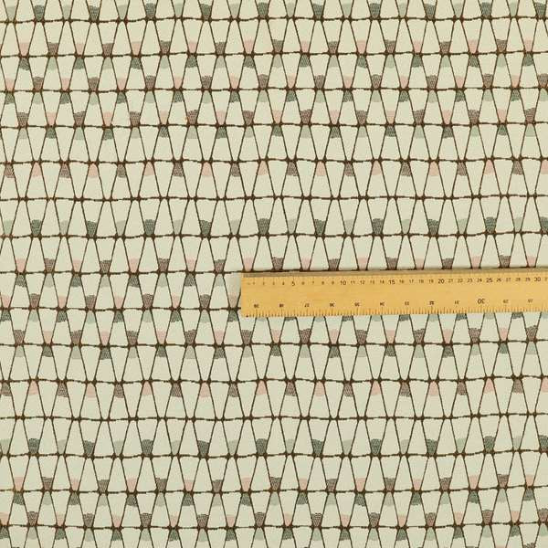 Modern Geometric Pattern White Pink Blue Colour Chenille Upholstery Fabric JO-843