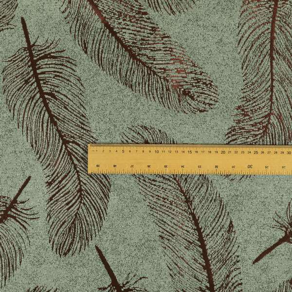 Falling Feathers Pattern In Grey Orange Chenille Furnishing Curtain Upholstery Fabric JO-992 - Handmade Cushions