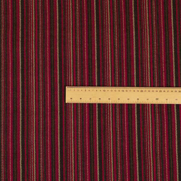 Luther Striped Pattern Brown Coloured Durable Chenille Material Upholstery Fabric - Handmade Cushions