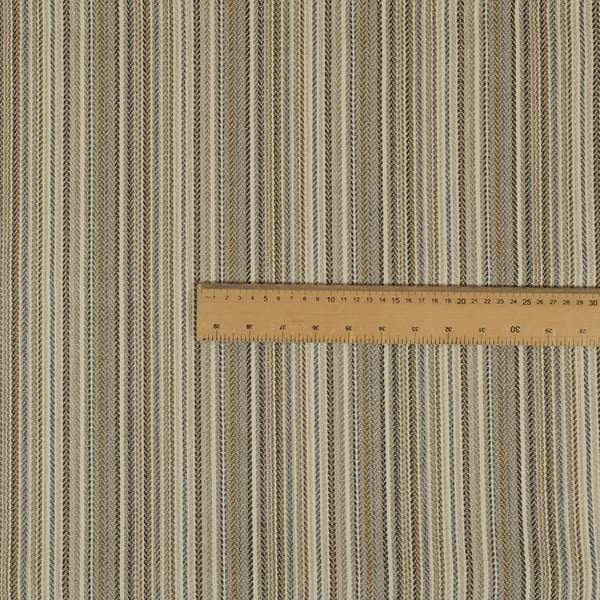 Luther Striped Pattern Cream Beige Coloured Durable Chenille Material Upholstery Fabric - Roman Blinds