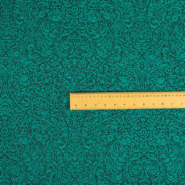 Momentum Damask Pattern Quality Soft Chenille Upholstery Fabric In Blue Teal Colour MSS-40