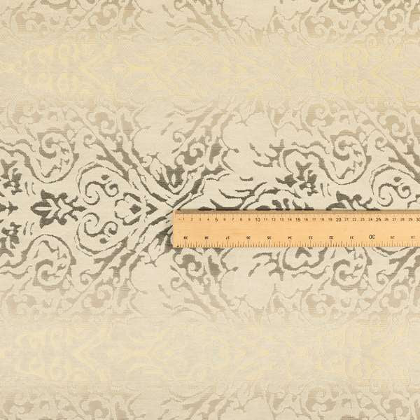 Impasto Floral Pattern Heavyweight Soft Chenille Upholstery Fabric In Silver Colour MSS-46