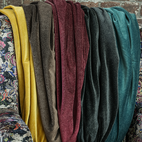 Marola Linen Velvet Soft Textured Speckled Fabric In Brown Colour